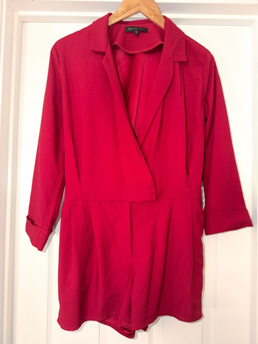 Hot & Delicious M Red Wrap Romper Jumpsuit - Violet & Claire
